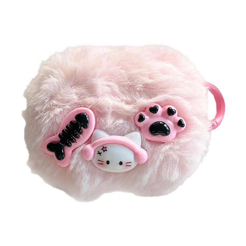 For AirPods Pro 2 / AirPods Pro Earphone Protection Case Pink Cartoon Design Plush+TPU Cover with Ring Buckle For AirPods Pro 2 / AirPods Pro Earphone Protection Case Pink Cartoon Design Plush+TPU Cover with Ring Buckle